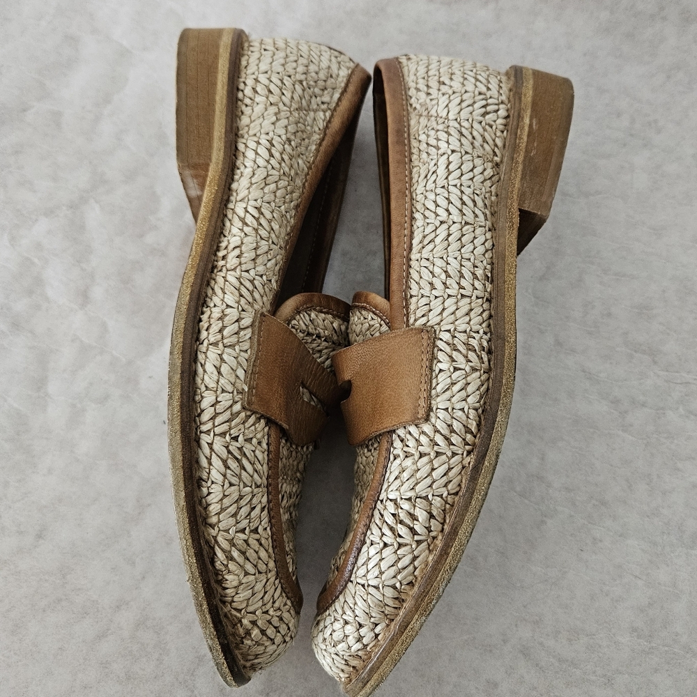 Dolce Vita Tan Woven Raffia Loafers Marina - Picture 3 of 5